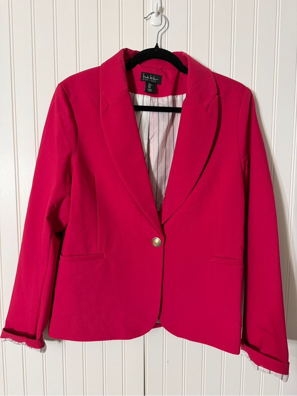 Nicole Miller Hot Pink Single-Button Notch Lapel Blazer